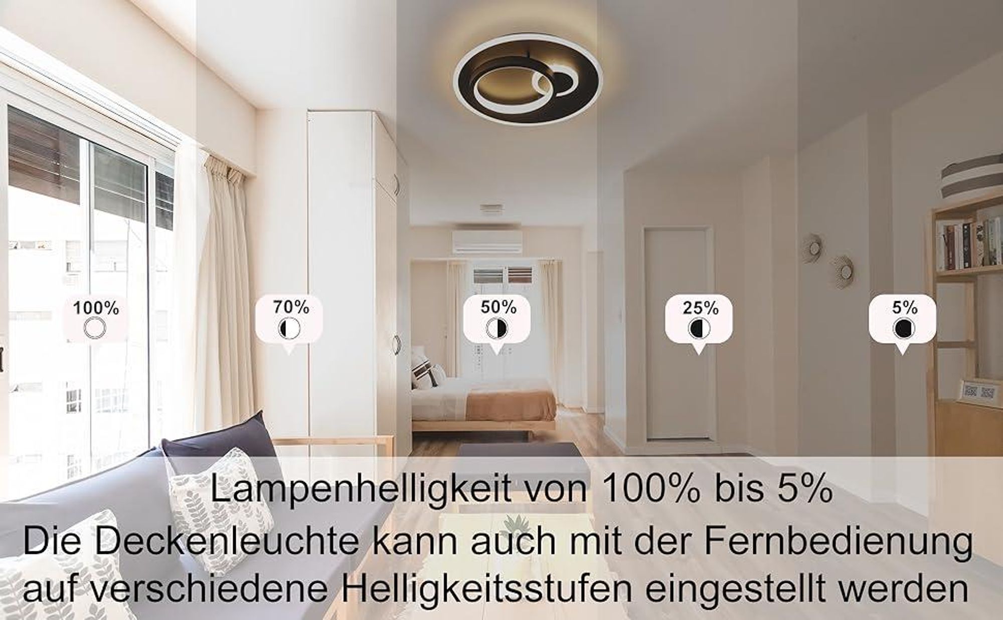 ZMH LED Deckenleuchte Wohnzimmer dimmbar mit Fernbedienung Schwarz Deckenlampe 33W Flurlampe Modern für Schlafzimmer Küche Esszimmer Büro Jugendzimmer