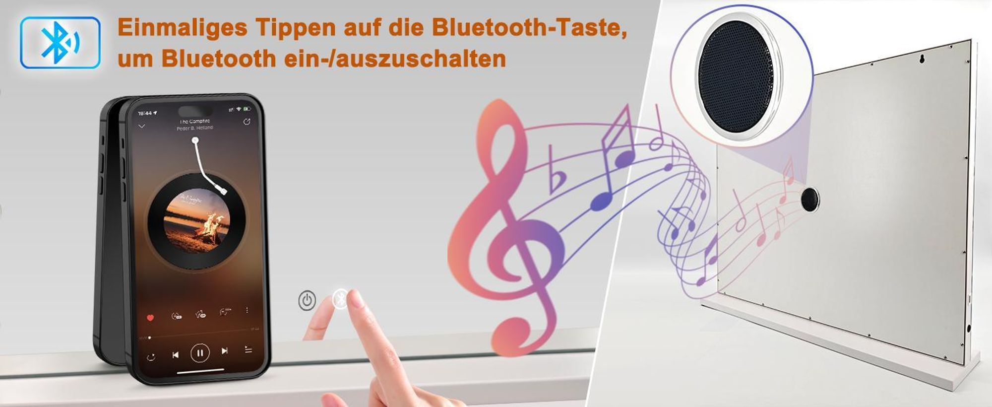 ZMH Schminkspiegel mit Beleuchtung 60X80CM Bluetooth 18 LED Großer Schminktischspiegel Licht Musik Vanity Mirror 3 Modi Tischspiegel Touch Dimmbar