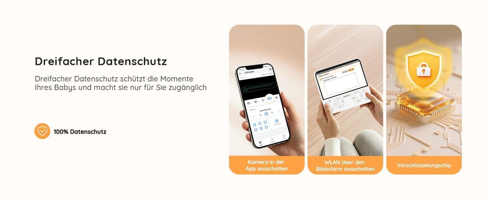 BOIFUN Split Screen Babyphone mit 2 Kameras 5,5 Zoll 4MP HD WLAN Video Babyfon mit App 360° Nachtsicht Musik Nachtlicht Halterung