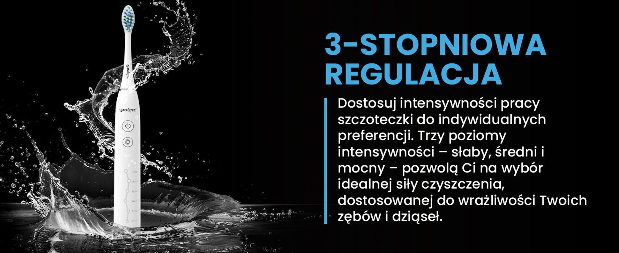 Biała soniczna szczoteczka w etui z szescioma końcówkami