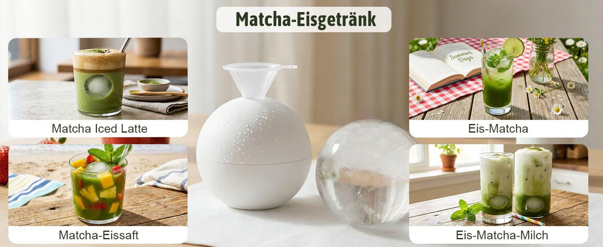 VONATES Matcha Set 9-tlg. mit Matcha-Schale, Bambus-Besener & Halter, Sieb, Löffel, Tuch, Eisform - Starter-Kit für Teezeremonie & Geschenk, Grün