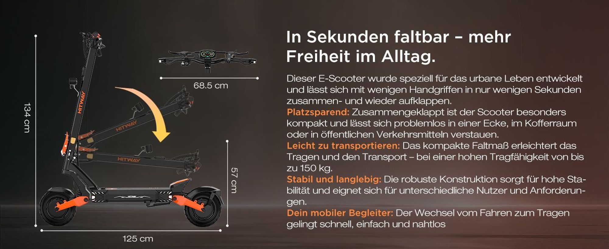 HITWAY E Scooter mit Straßenzulassung ABE, Elektroscooter mit 250W*2 Motor Spitze 1800*2, 10 " Offroad Luftreifen ,52V 23.4Ah,APP, NFC,Max 100 KM,IPX6