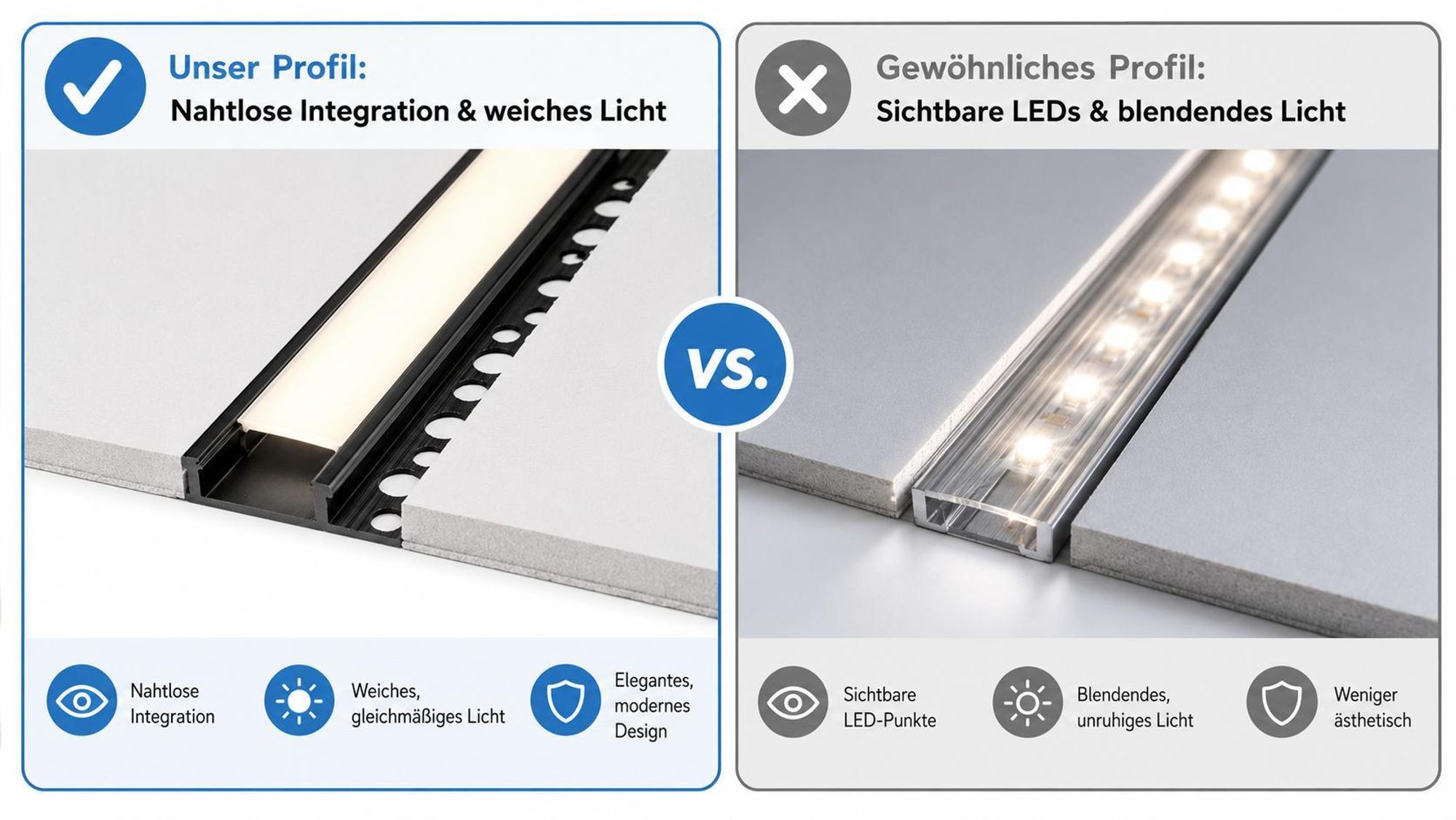 MasterLED LED Fliesenprofil PVC 33x12mm Einbauprofil Schwarz 2m – LED Schiene für Fliesen & Glazur z milchiger Abdeckung – Montageprofil