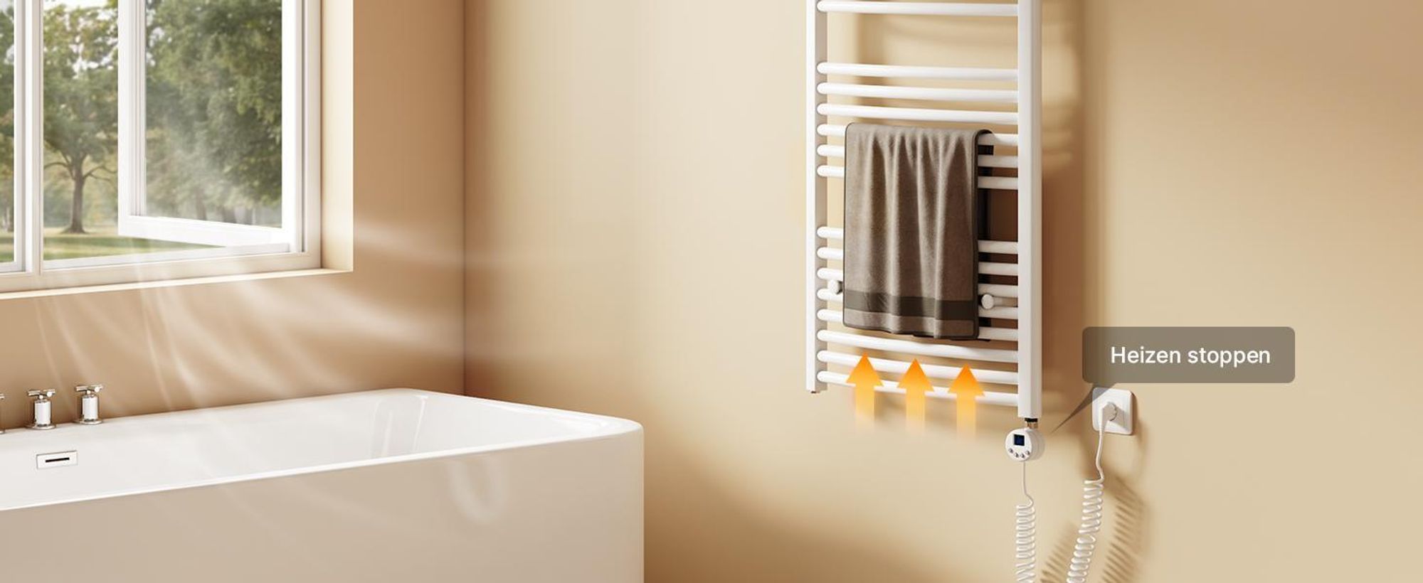 EMKE Heizstab 1200W mit Wifi App Steurung Timer Funktion, weiß, 4 Heizmodi Childlock Google Home Sprachsteuerung für Badheizkörper
