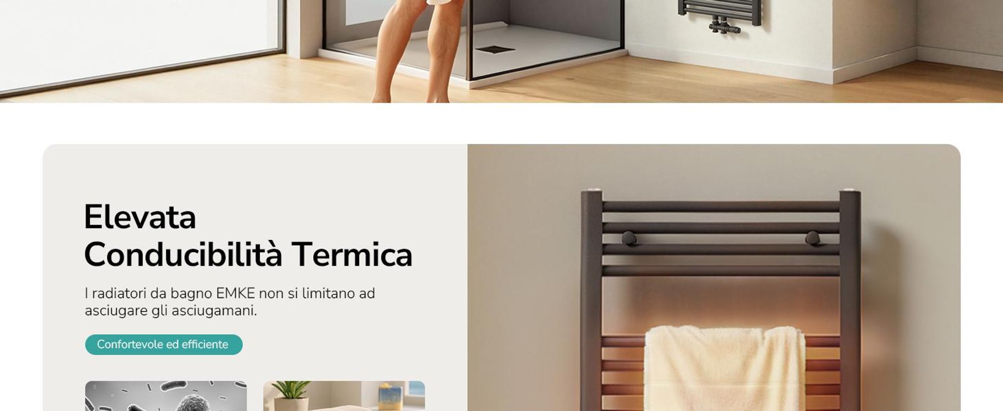 EMKE Radiatore da bagno Asciugamano Scaldasalviette 40x100cm 356 Watt Antracite Radiatore da bagno Attacco medio senza elemento riscaldante