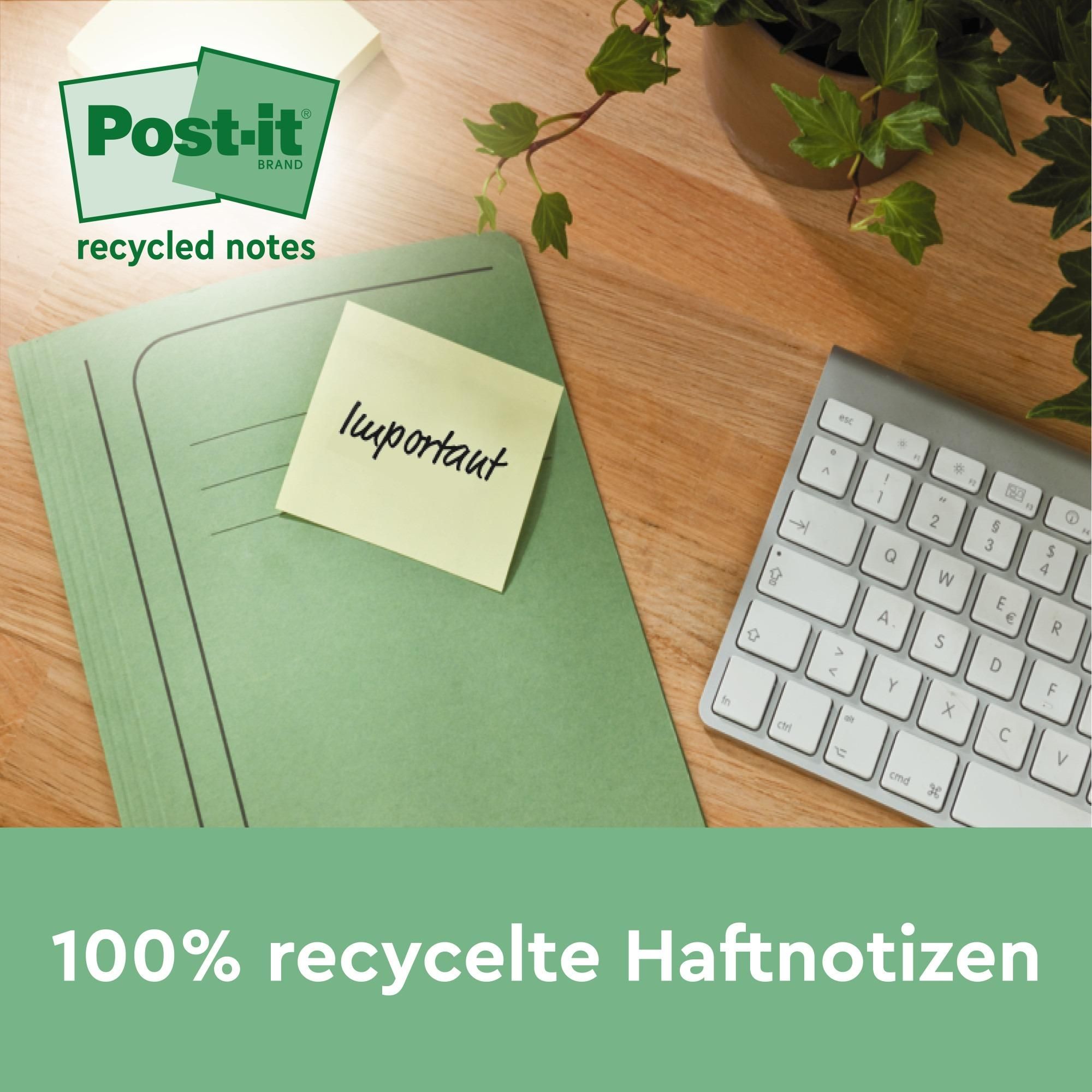 Post-it® Recycling Z-Notes Bunte 76x76mm Haftzettel 16 Blöcke 100 Blatt