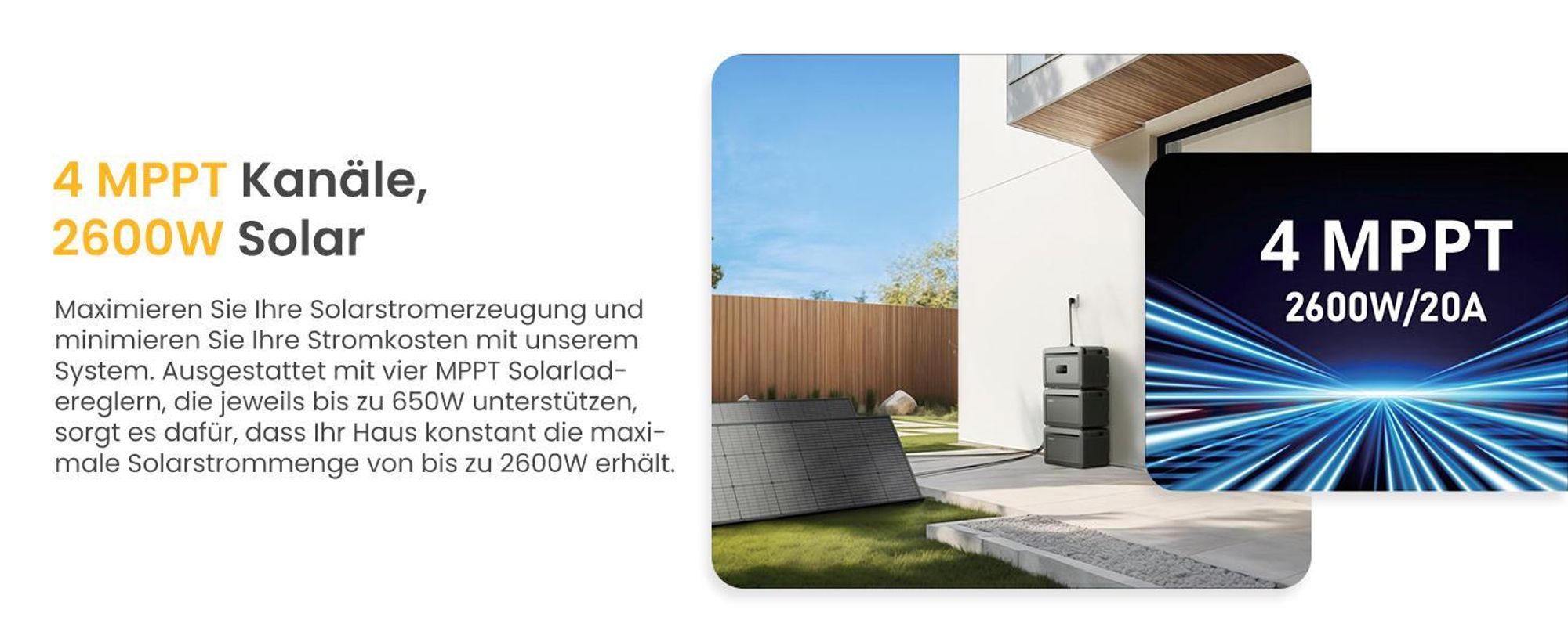 Powerness Balkonkraftwerk mit Speicher, Growatt NEXA 2000 All-in-One 2048Wh Speicher mit 2x 450W Full Black Bifazial Solarmodule (0% MwSt)
