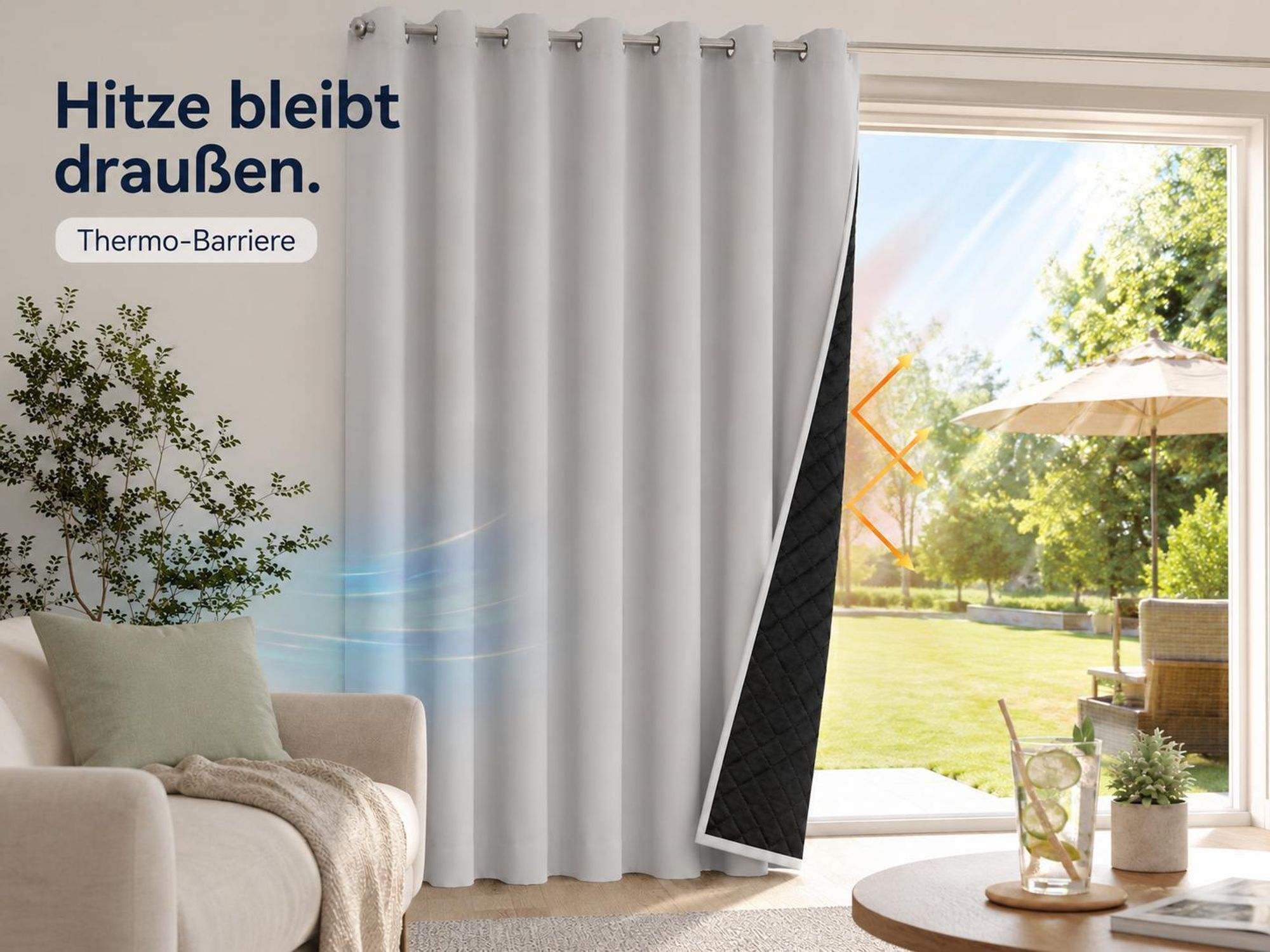 1x 100% Verdunkelung Thermo Vorhänge grauweiß Blickdicht Verdunkelungsvorhang mit Ösen Einfarbige, 132*160cm