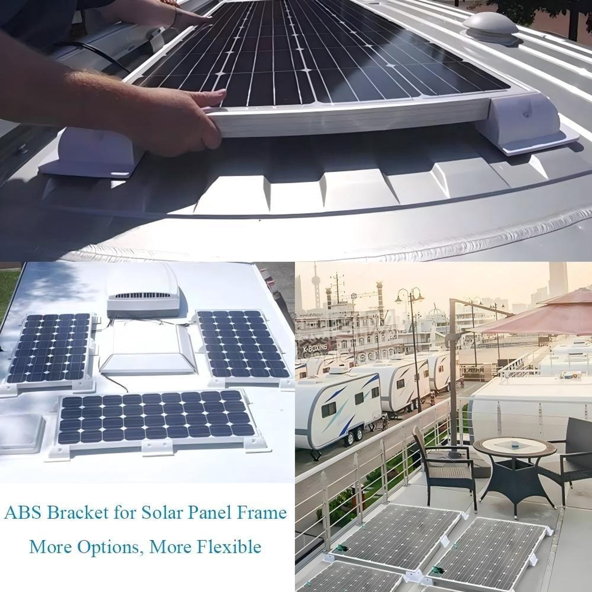 7-teilig ABS Solarpanel Montage halterung Ecke & Kabeleinführung Wohnmobil Dach Boot IP68, Weiß