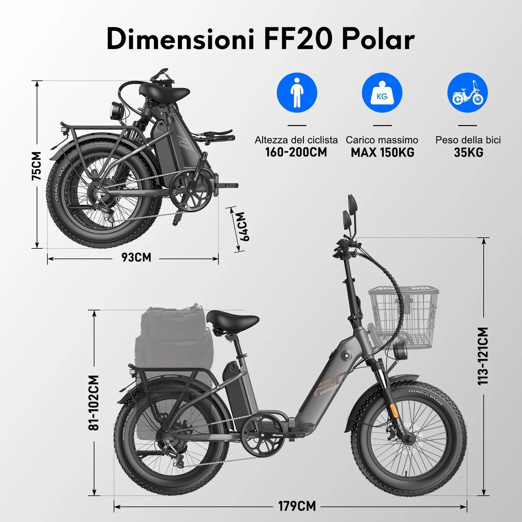 E-Bike FAFREES FF20 Polar - Batteria 48V24Ah Pneumatici Da 20 Pollici Freni A Disco Meccanici - Verde