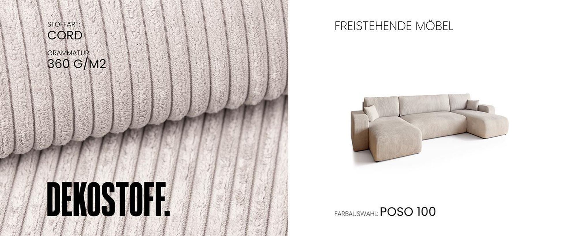BroMARKT Ecksofa PUMI Schlaffunktion Bettkasten U-Form 125x268 cm Hellgrau