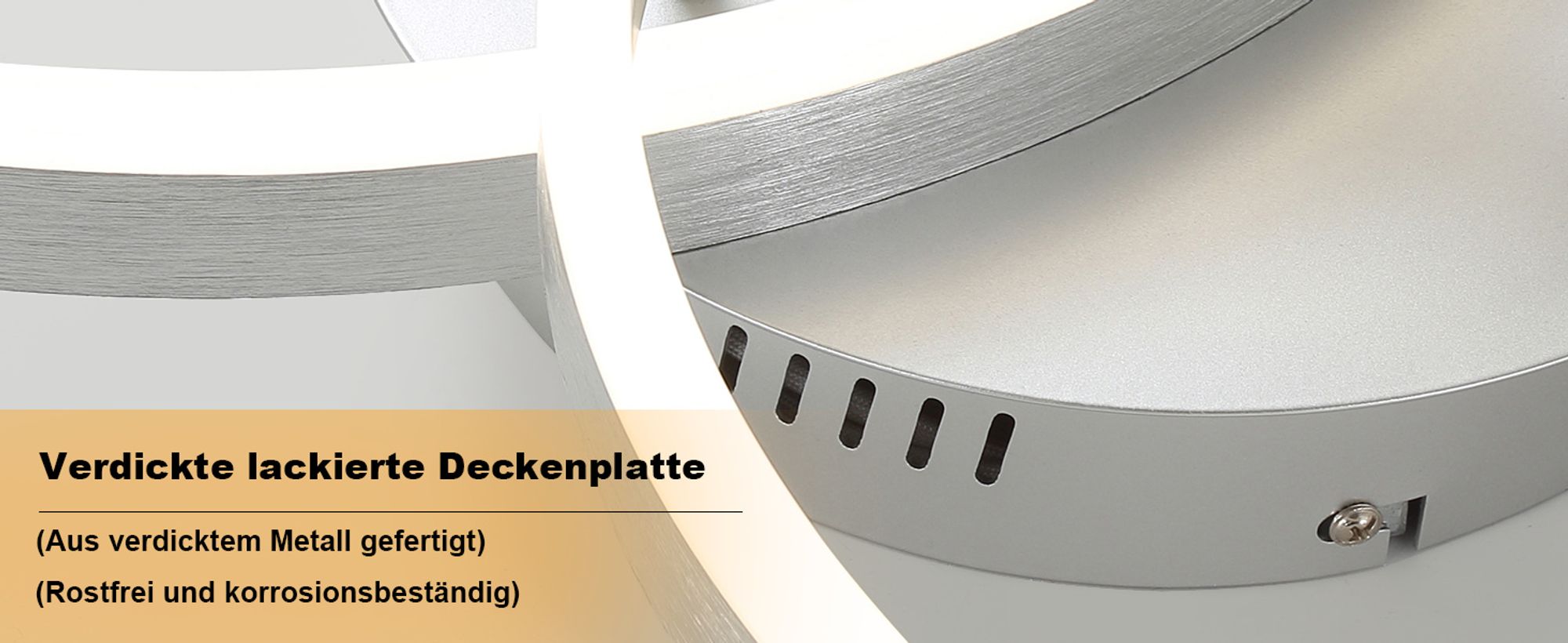 ZMH LED Deckenlampe Deckenleuchte Wohnzimmer Wohnzimmerlampe Modern Design Dimmbar 82CM Silber Schlafzimmerlampe mit Fernbedienung 3 Ring Metall aus Acryl Deckenbeleuchtung für Schlafzimmer Küche