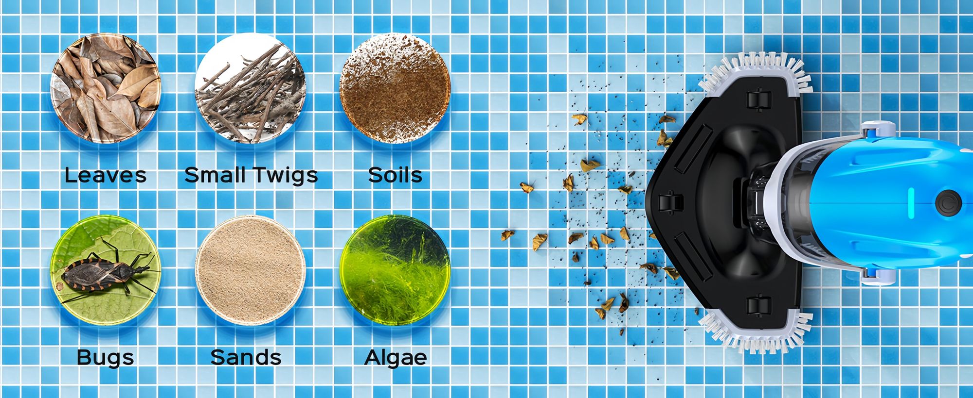 Schnurloser Poolsauger, Handgeführter, wiederaufladbarer Pool-Staubsauger mit Teleskopstange, leistungsstarker Whirlpool-Sauger für oberirdische Pools
