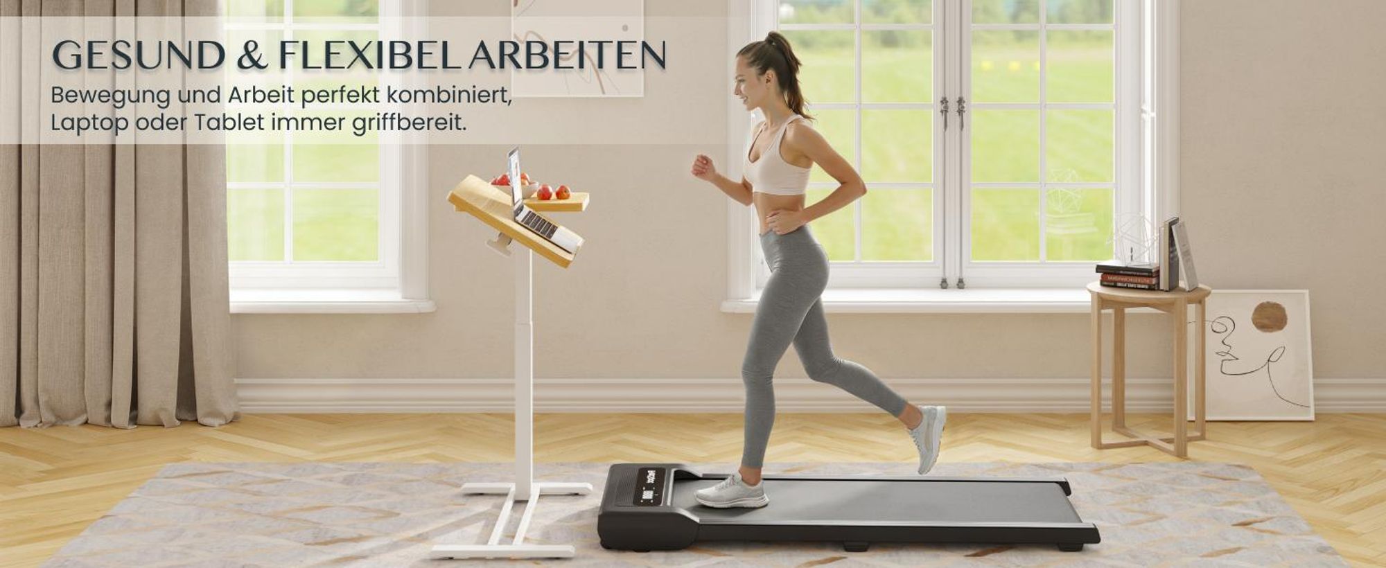 FLEXISPOT Beistelltisch Höhenverstellbar 80x40cm, Laptoptisch mit Neigbarer Desktop, Betttisch mit Rollen, für Wohnzimmer und Schlafzimmer, Ahorn