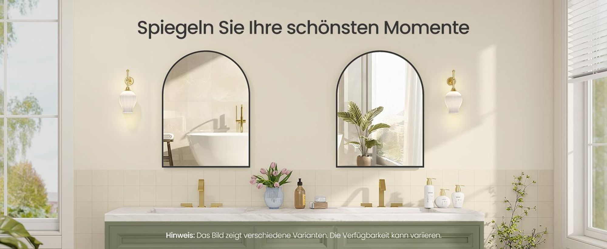 SONGMICS Wandspiegel, gewölbter Spiegel, Aluminiumrahmen, 81 x 61 cm, mit Sicherheitsfolie, schwarz