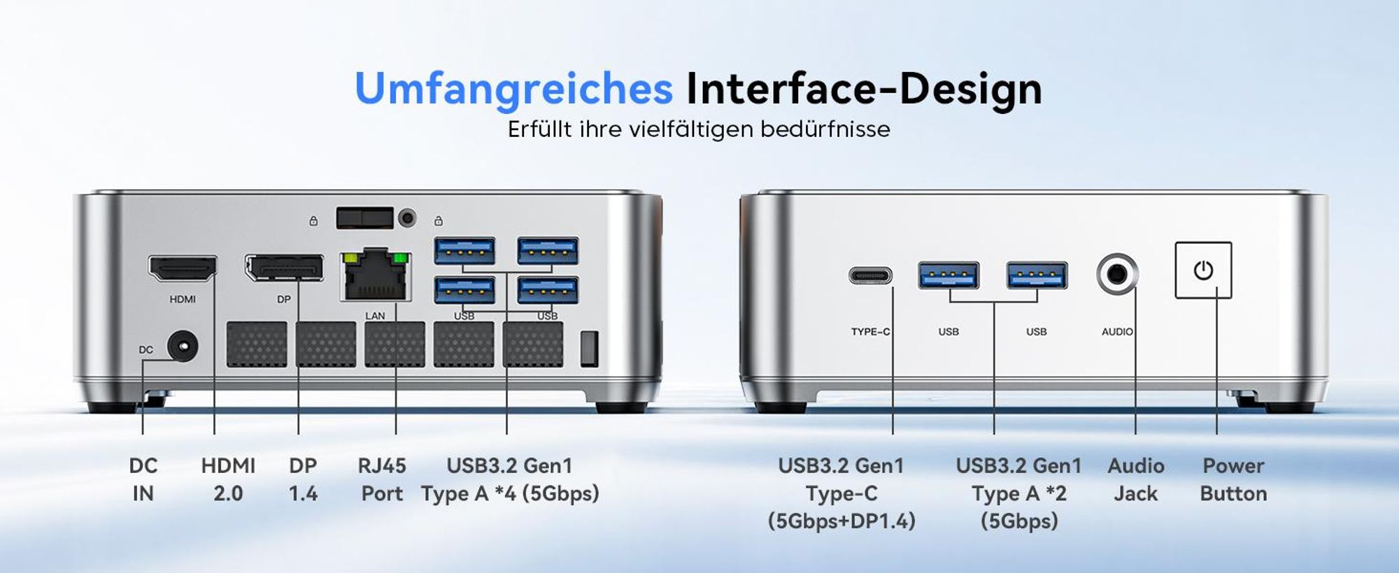 NiPoGi P2 Mini PC W-11 Pro, АMD Ryzen 7330U(4C/ 8T, bis zu 4,30 GHz)16 GB LPDDR4X 256 GB M.2 SSD Mini Desktop Computer mit 4K Triple Display, HDMI 2.0