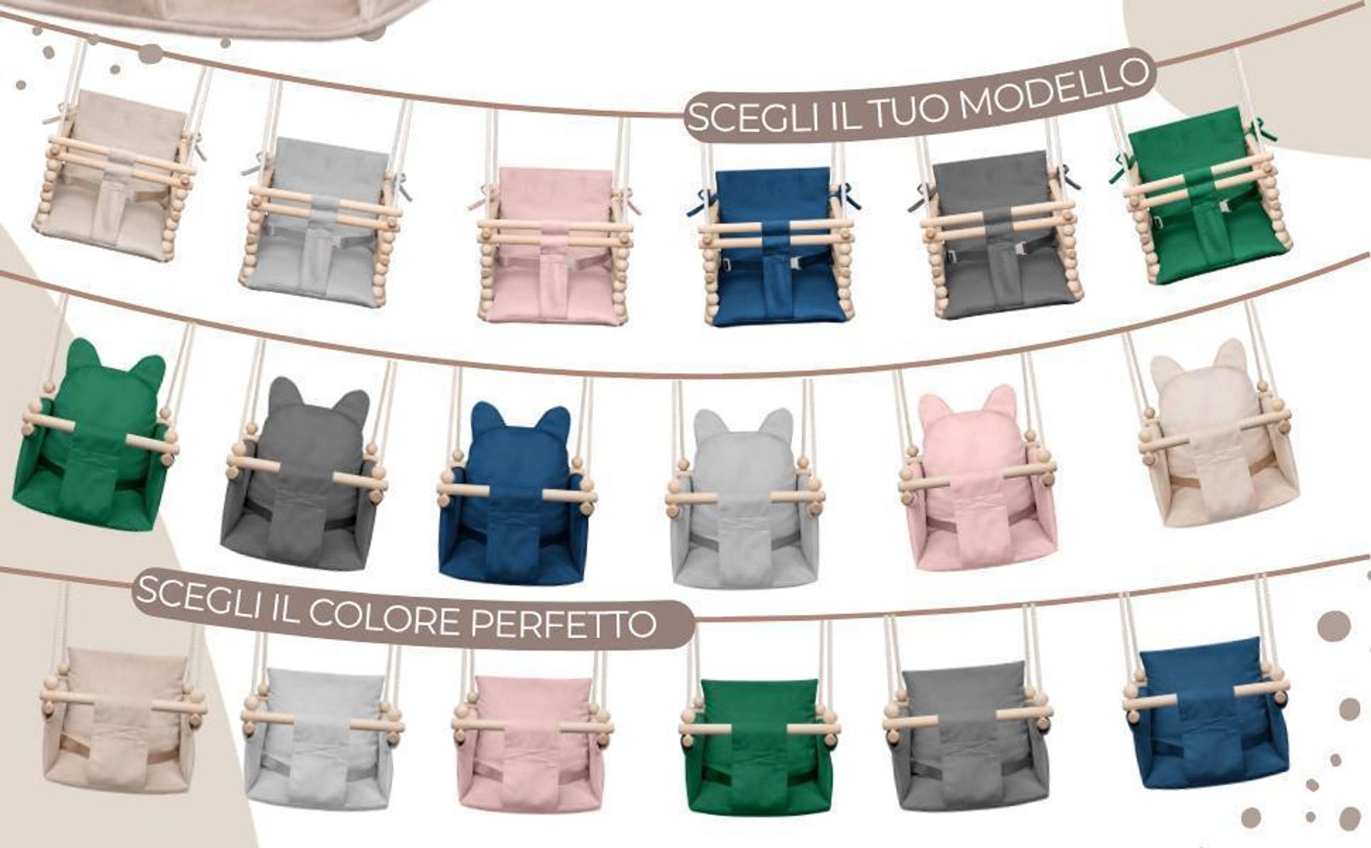 MAMOI Altalena per bambini con cintura di sicurezza, altezza regolabile 150–190 cm, altalena per la casa, struttura stabile, seduta in velluto