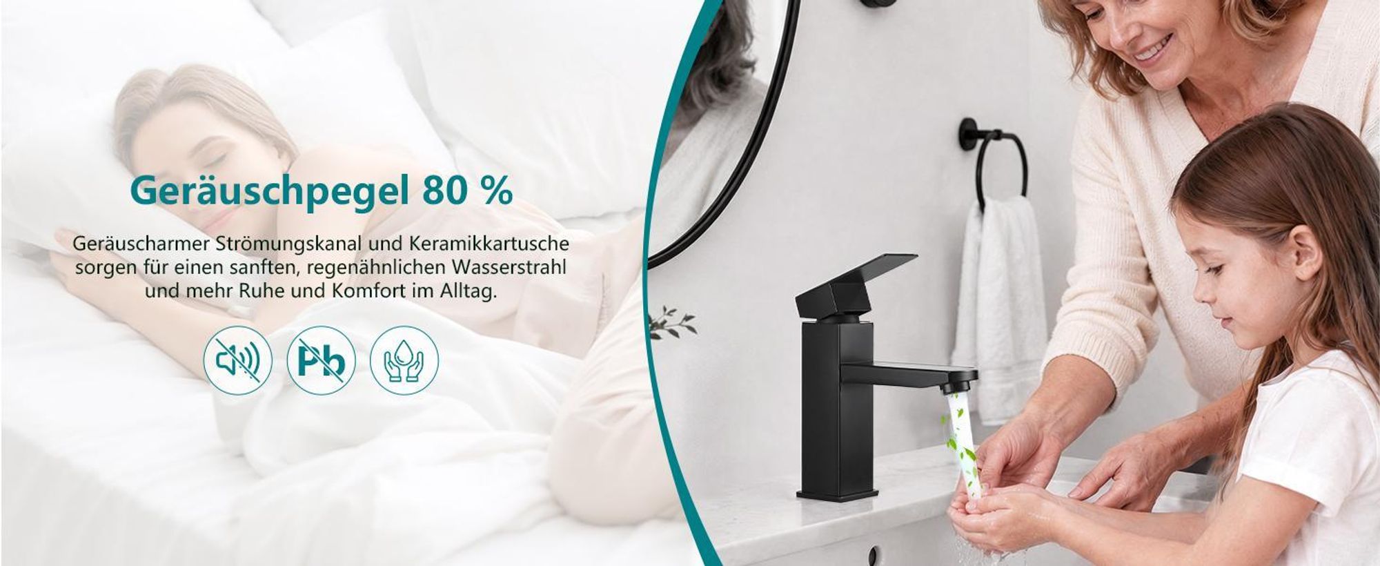 Homelody Wasserhahn Bad Schwarz Edelstahl mit Pop-Up Ablauf Edelstahl, Waschtischarmatur Badarmatur mit Ablaufgarnitur 1 1/4 Zoll Waschbecken Armatur