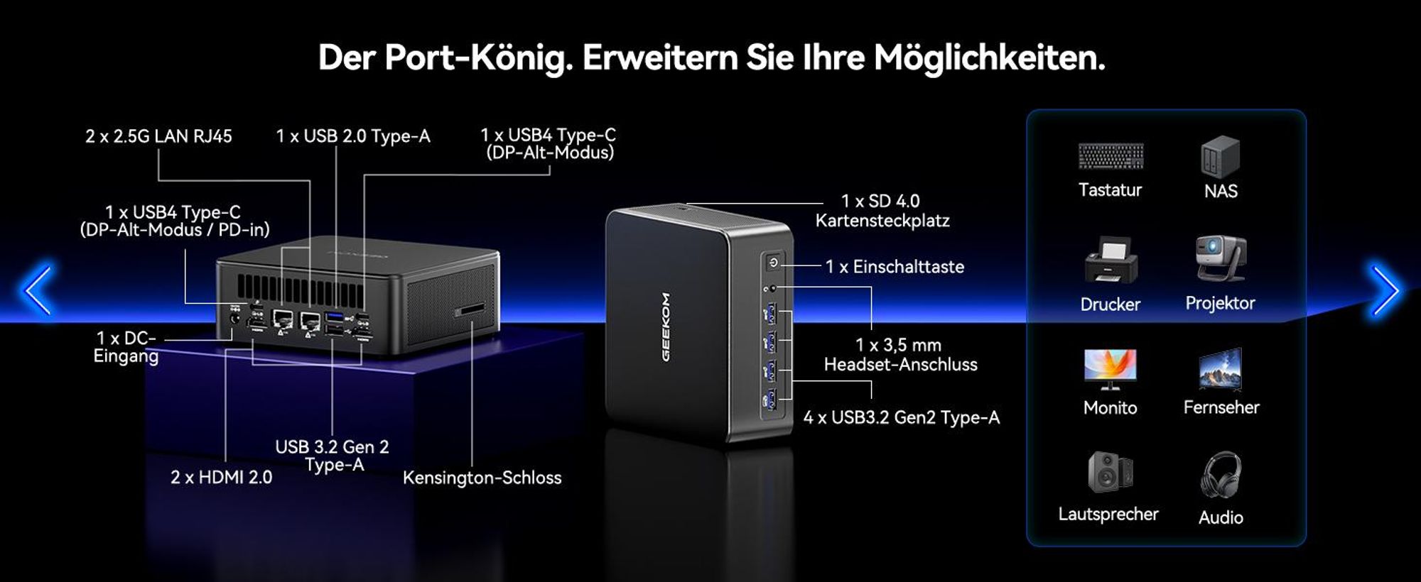 GEEKOM IT13 MAX Mini PC mit U9-185H(16C/22T, bis zu 5.1GHz), Dual 2.5G LAN Windows 11 Pro Mini Computer, 16GB RAM&1TB SSD| 6X USB | KI-Leistung| Intel