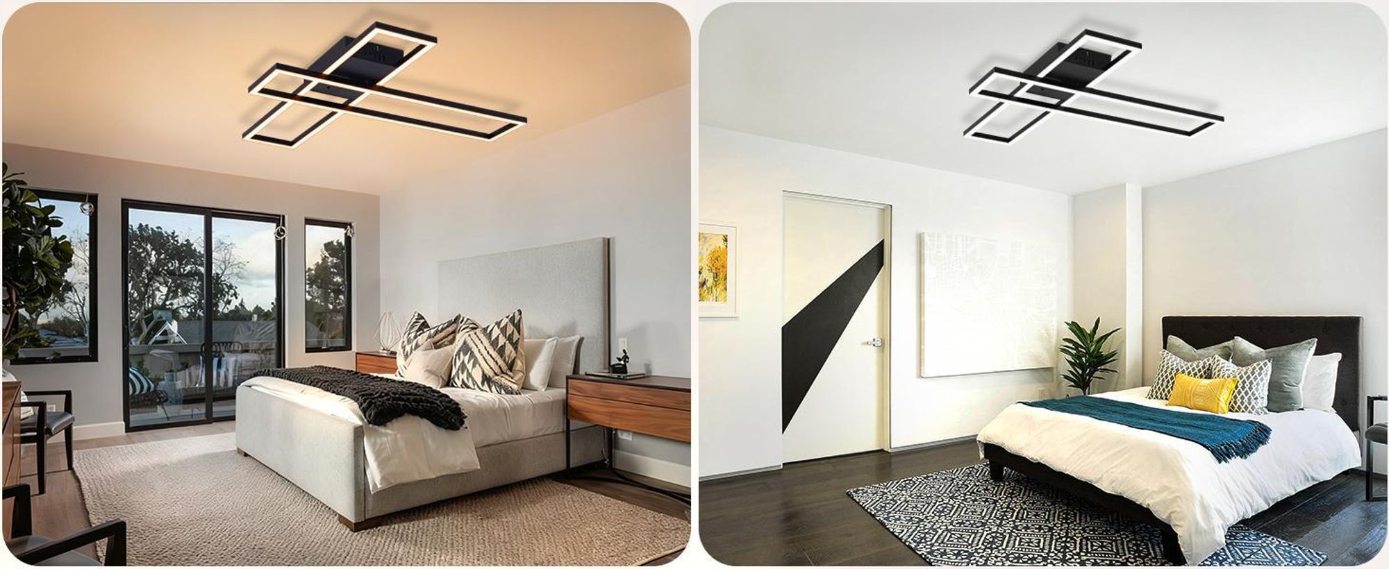 ZMH Stropní svítidlo do obývacího pokoje LED stropní lampa 42 W Lampa do obývacího pokoje Plynule stmívatelná lampa do kuchyně Černá stropní svítidla Stropní osvětlení do kuchyně