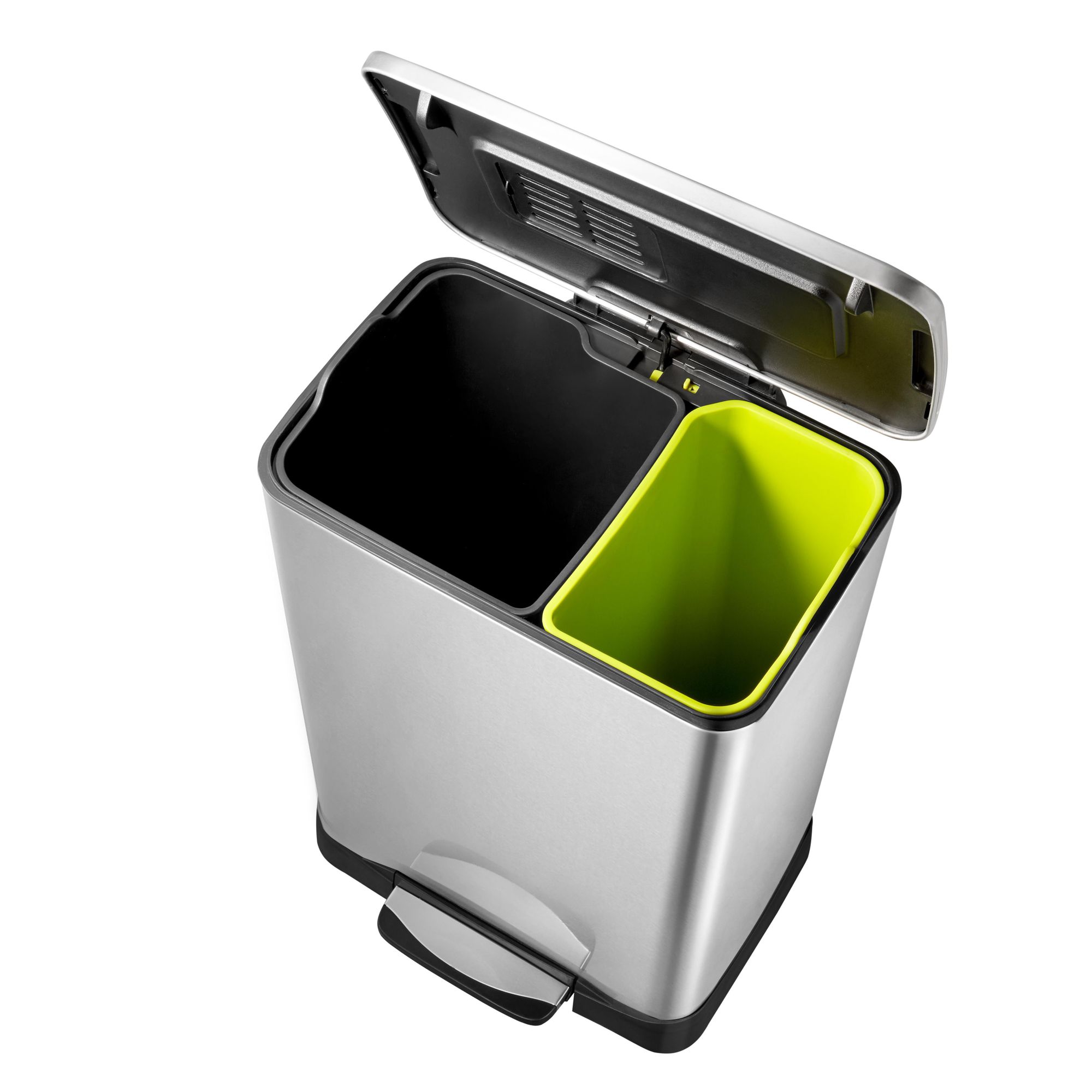 EKO - Neo-Cube recycling pedaalemmer 28+18 liter - Stainless Steel - Matt Edelstahl