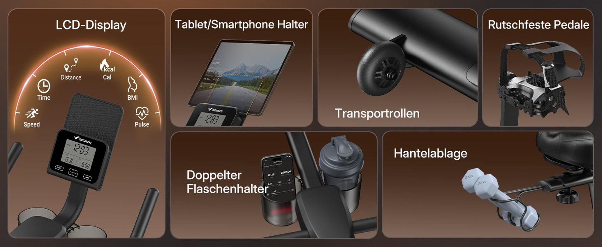 Heimtrainer Fahhrad für Zuhause, leises Fitnessbike mit LCD-Display, Magnetischer Widerstand, 8 Widerstandsstufen, bis 150 KG belastbar