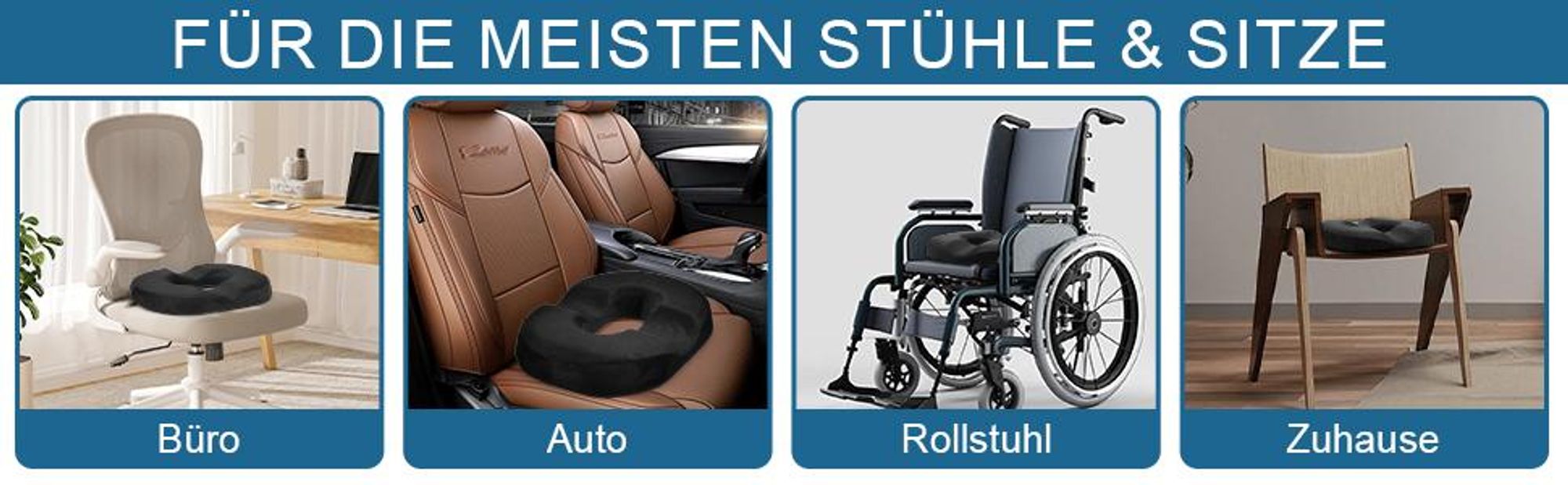 Sitzkissen, Ergonomisches Ringkissen, Orthopädisches Sitzkissen, Bürostuhl Kissen, Keilkissen, Lindert Druck durch langes Sitzen