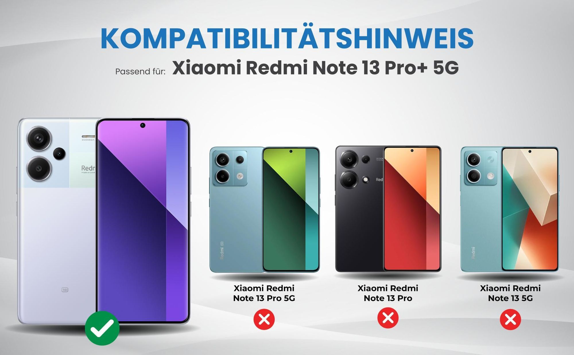Kompatibilitätshinweise Hülle für Xiaomi Redmi Note 13 Pro+ 5G
