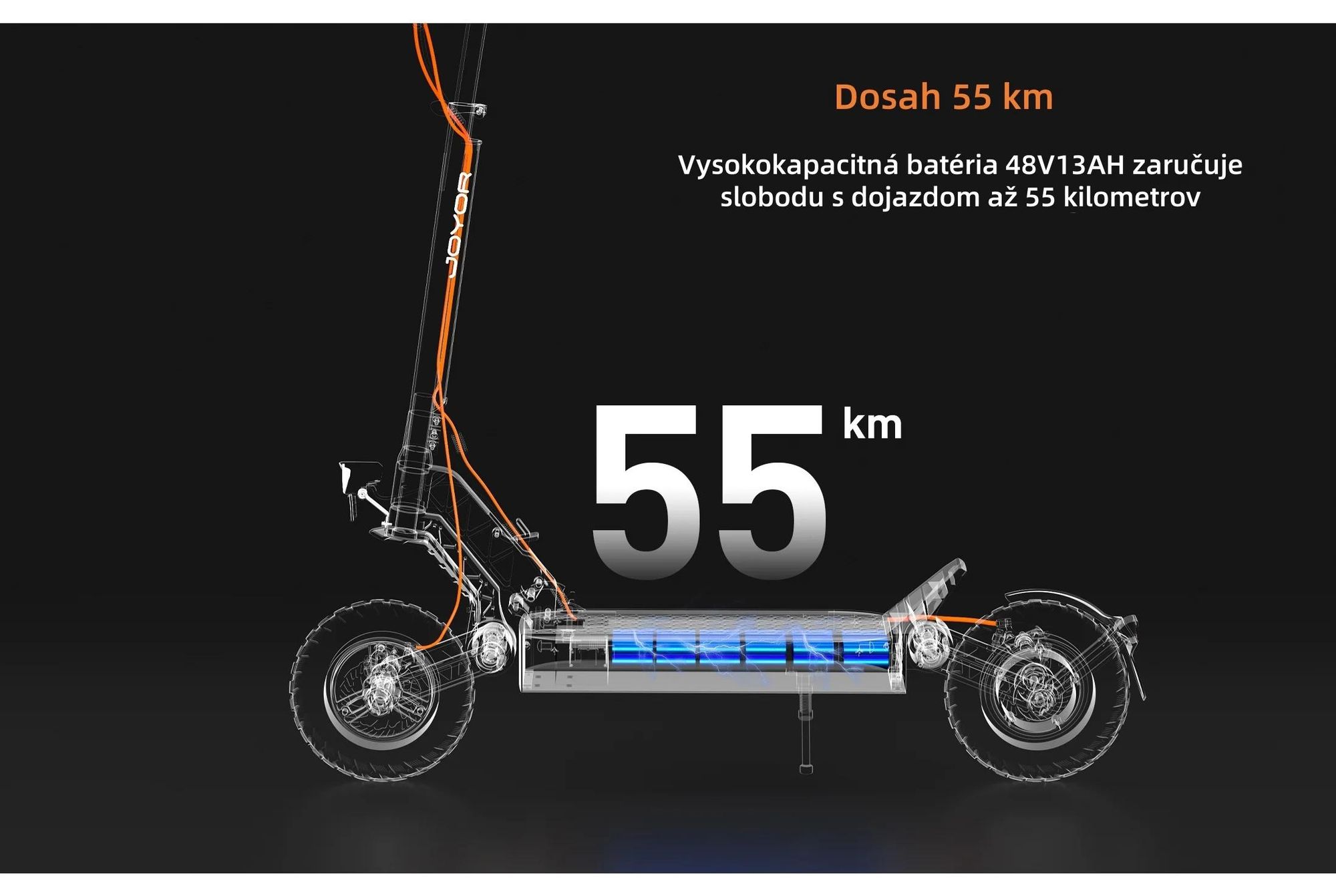 JOYOR S5-Z Skladateľný Elektrický kolobežka - 600W Motor 48V13AH Batéria 10-palcové Pneumatiky Kotúčovými Brzdami - Čierna