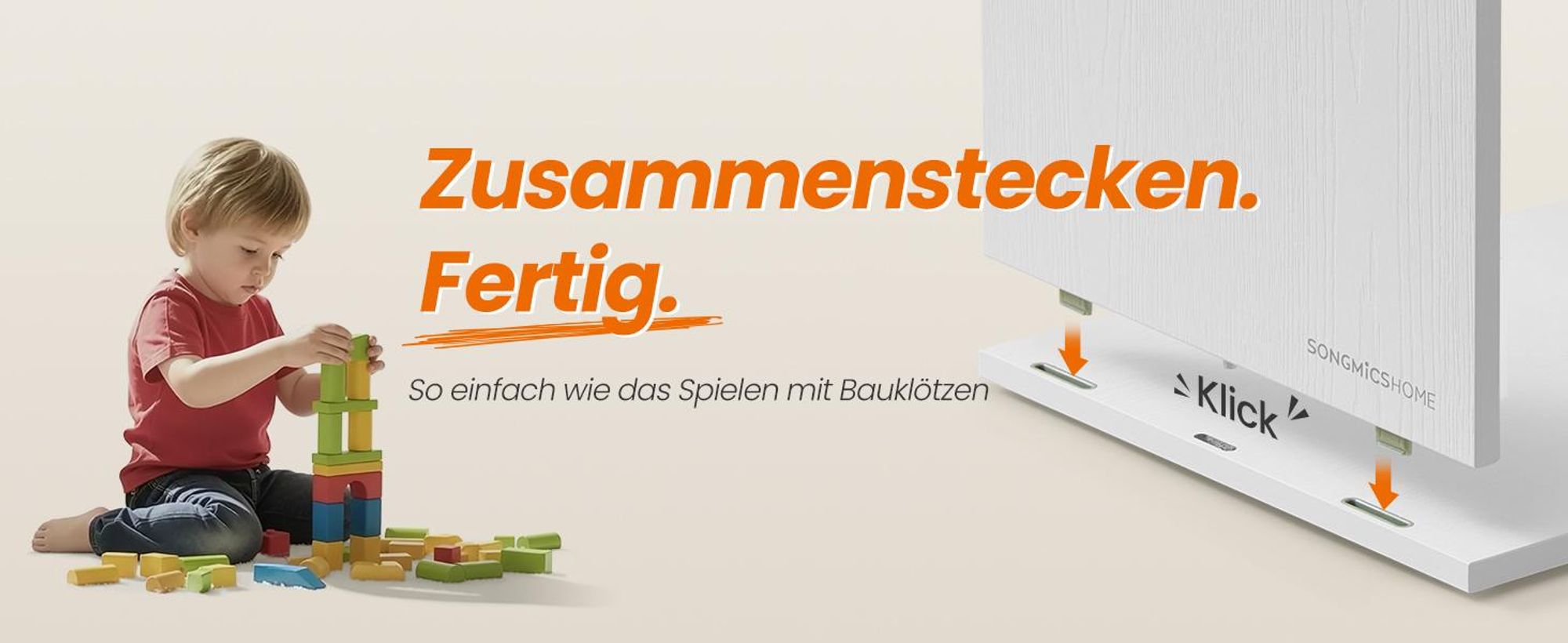 SONGMICS HOME Kommode, Schrank, Schminktisch mit Regal, Toolless-Technologie