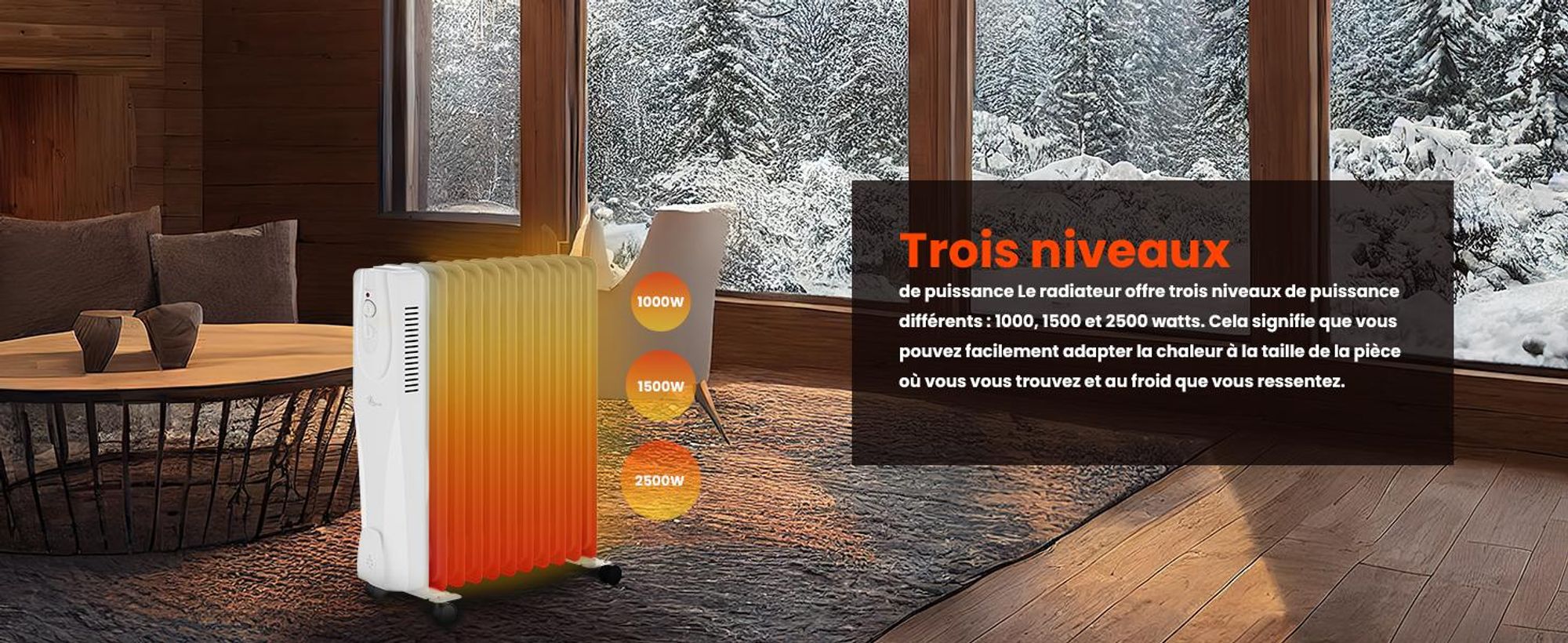 EXTRALINK Radiateur à huile 2500 W NY-25W1 chauffage électrique 11 ailettes radiateur électrique mobile avec thermostat