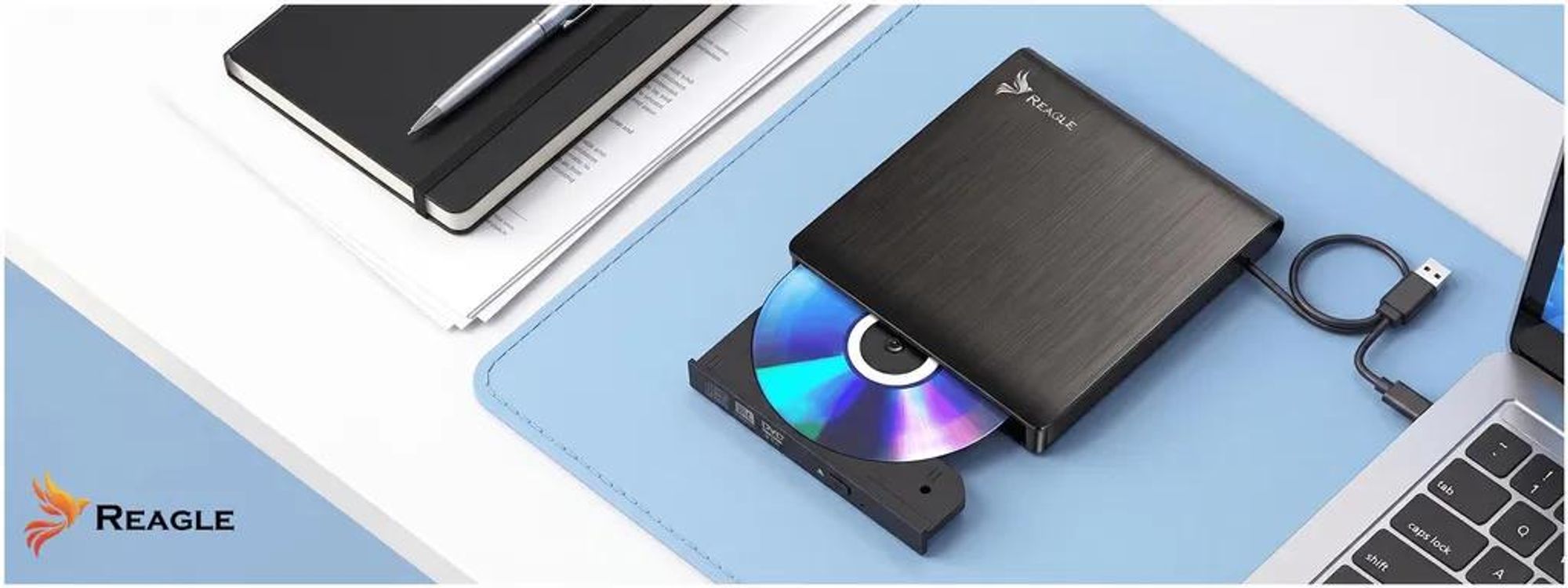 Reagle RCD4 externes USB CD DVD Laufwerk Brenner für Laptop PC MacBook
