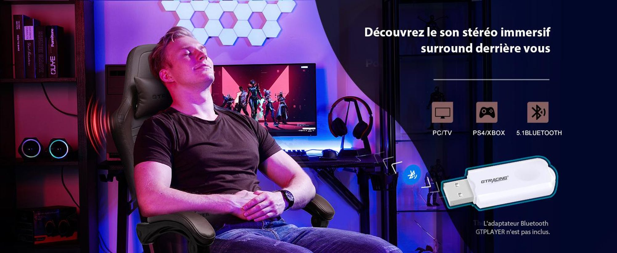GTPLAYER Chaise de jeu ACE PRO, Chaise de bureau ergonomique Accoudoirs inclinables Avec repose-pieds, Haut-parleur Hi-Fi, Atmosphère sonore impressionnante, Marron clair