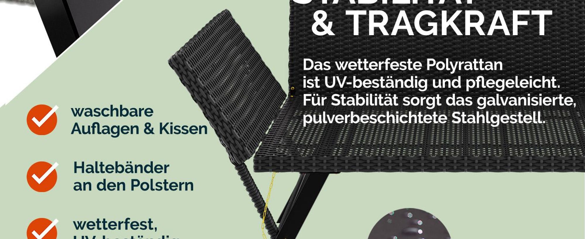 CASARIA® Polyrattan Gartenbank mit Liegefunktion Grau
