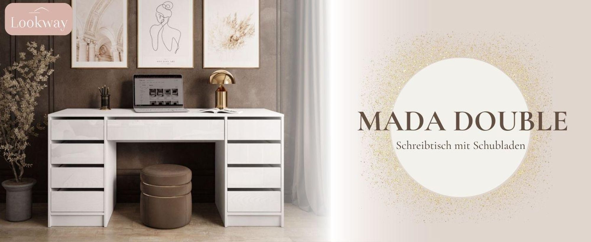 Schreibtisch MADA DOUBLE mit Schubladen