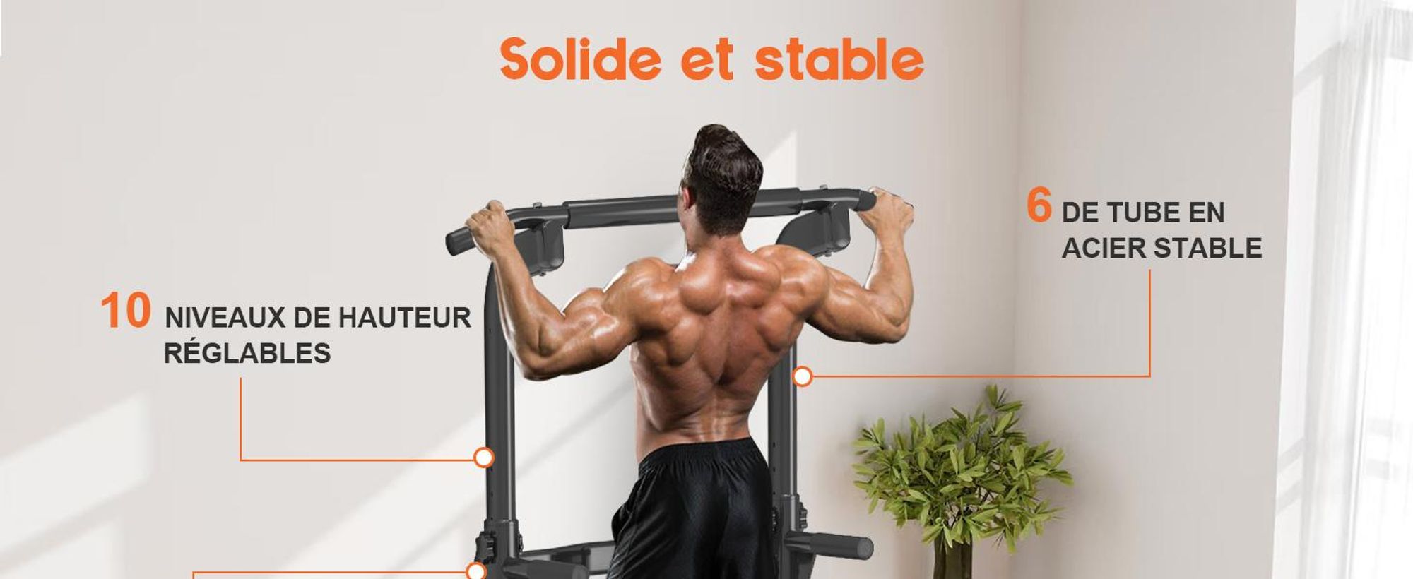 DH FitLife Power Tower Dip Station – Barre de Traction et Dips Réglable, Station de Musculation Complète pour Salle de Sport à Domicile