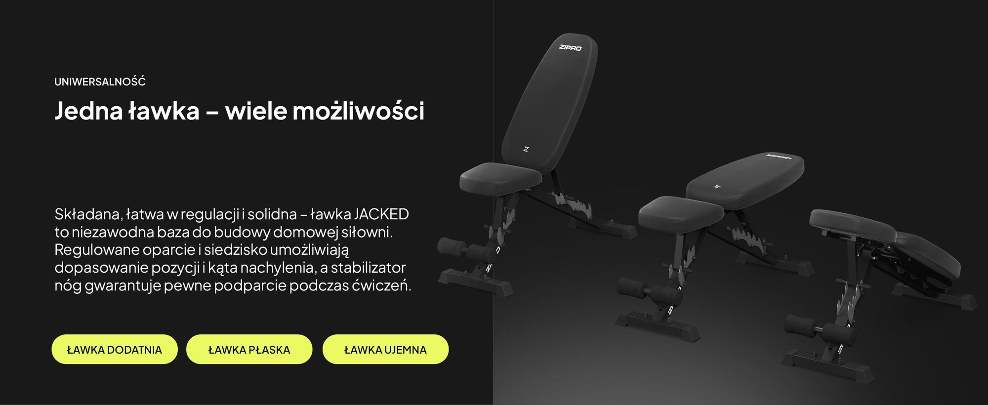 Ławka do ćwiczeń Zipro Profi, składana Jacked – regulowana ławka skośna i ławka ujemna (7+3 poziomy) Bardzo gruba wyściółka Wytrzymała ławka treningowa do użytku domowego