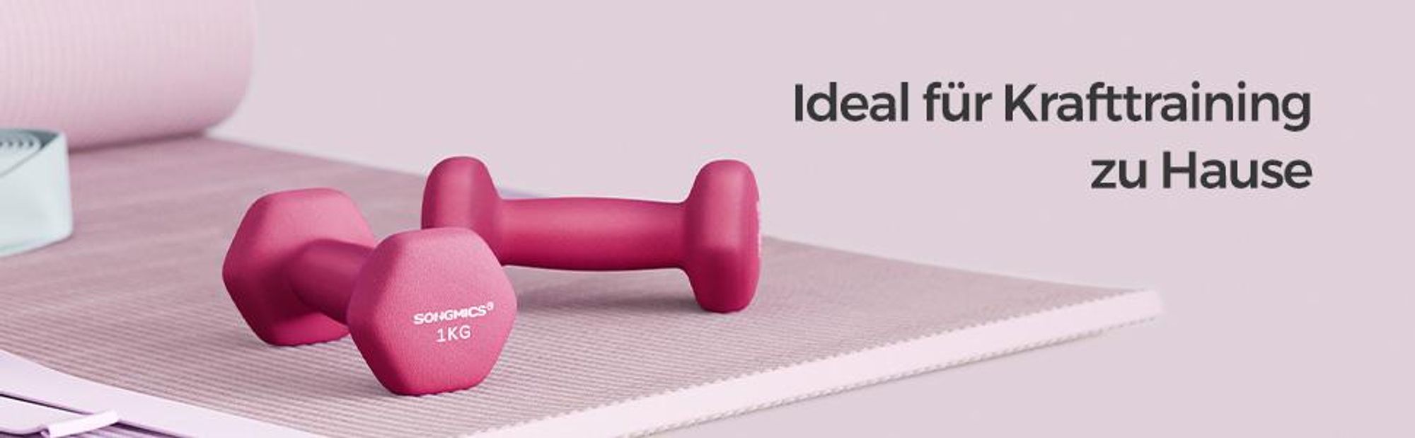 SONGMICS Hanteln, 2er Set, 2 x 1 kg, Hantelset, Kurzhanteln, Hexagon, Neopren-Beschichtung, Krafttraining, Workout, Fitnesstraining, für Zuhause