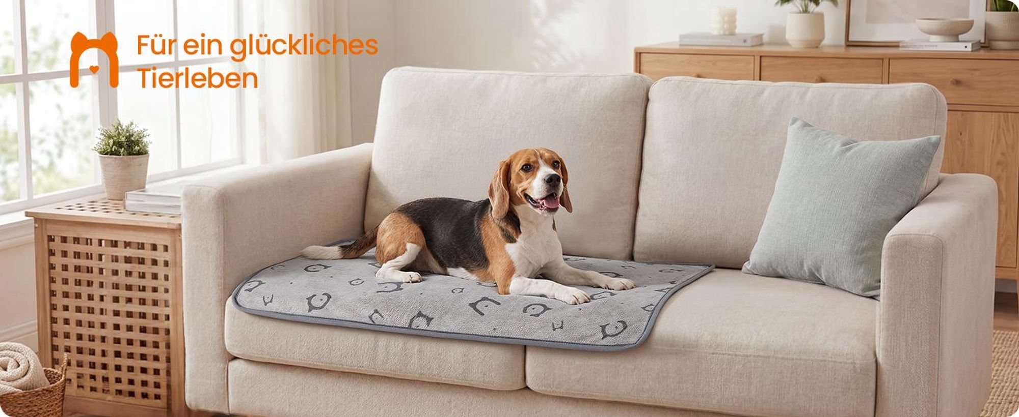 Feandrea Hundedecke, 2er Set, wasserdicht, auslaufsicher, 90 x 60 cm, Wiederverwendbare Hundematte, rutschfest, saugfähig für Hunde, Katzen, Kaninchen