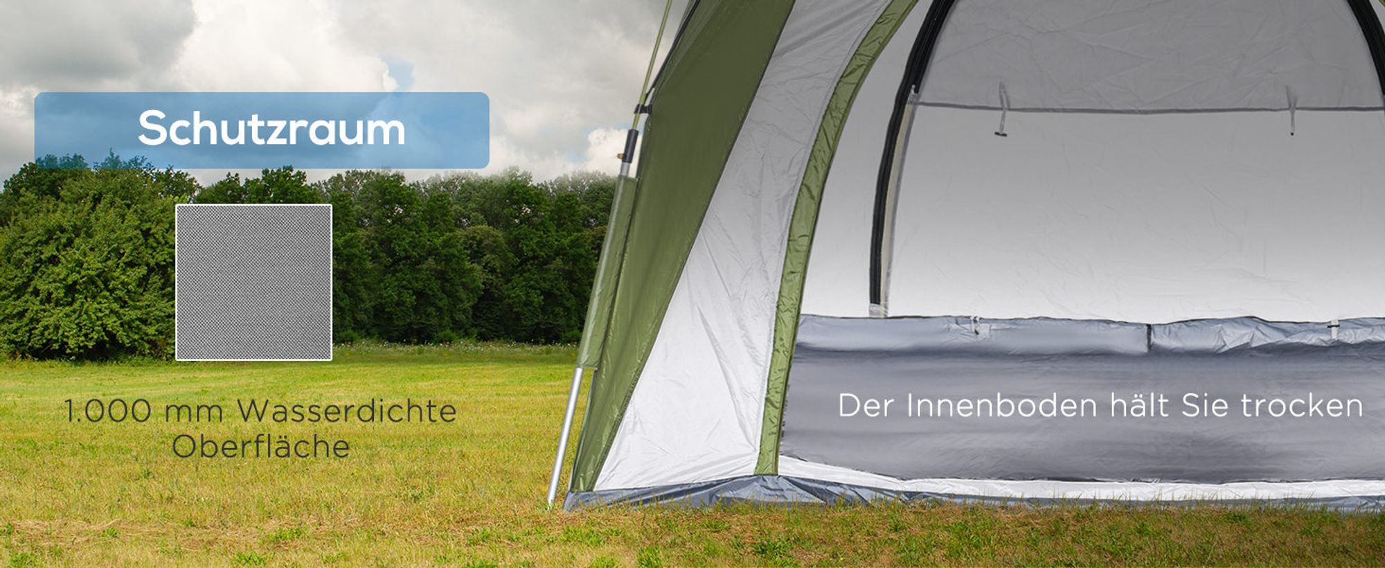 Outsunny Camping Zelt 3 Personen Zelt Familienzelt 190T Kunstleder1000mm