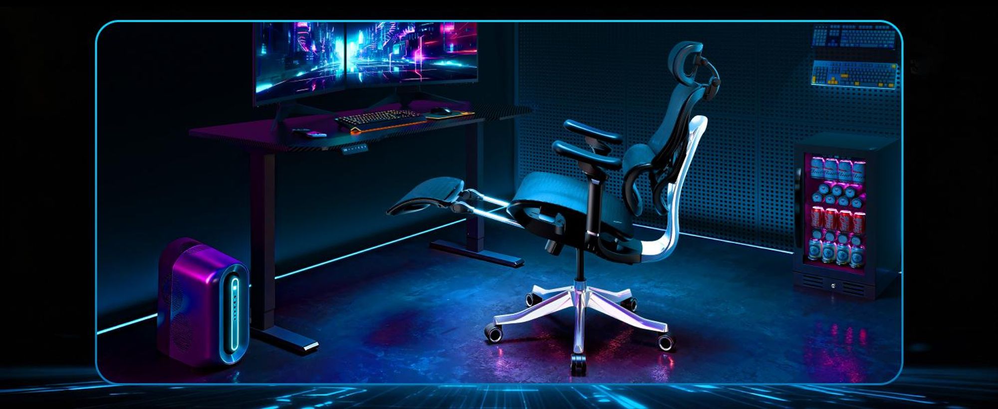 FLEXISPOT ErgoX Max Ergonomischer Bürostuhl bis 300 kg, mit Fußstütze, 4D Kopfstütze & 5D Armlehnen, Einteiliger Rücken- & Lendenstütze, Schwarz