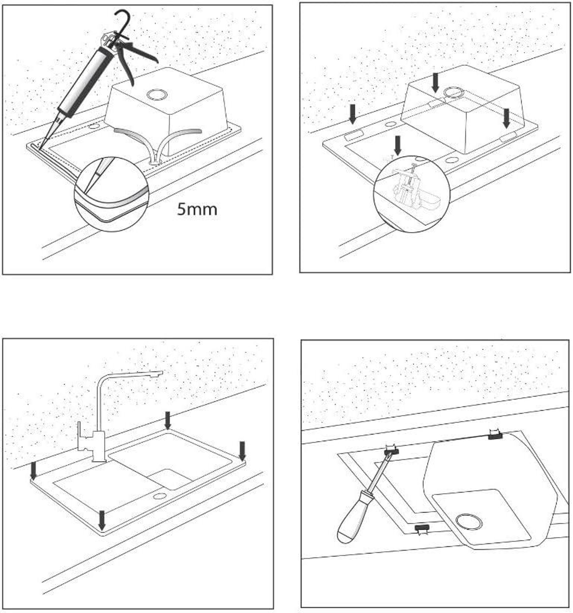 VBChome Set 6 Stück Befestigungsklammern Clips für Küchenspülen Halterung für eine Granitspüle Installation Hänge Unterbau Küchenspülen