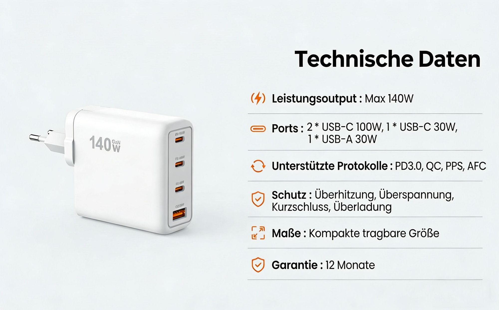 Schnellladegerät,USB-C/USB-A Power Adapter,Ladegerät,Power Adapter,Adapter