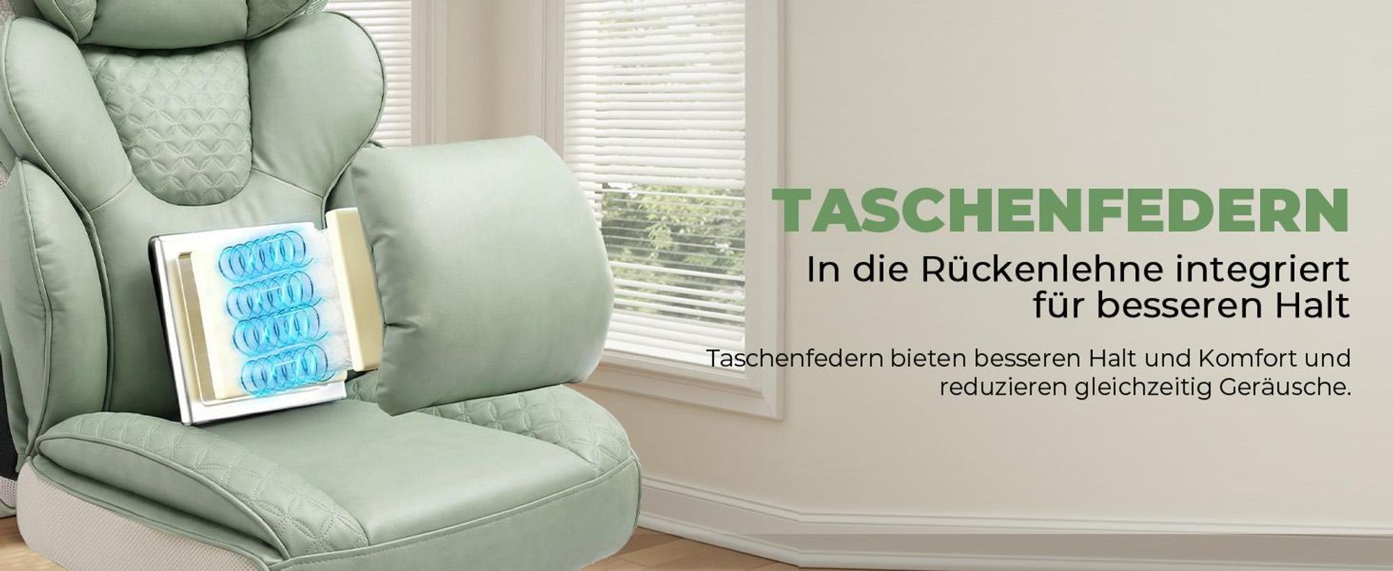COMHOMA Ergonomischer Gaming Stuhl, Bürostuhl 180 kg, mit Verstellbarer Lendenstütze & Fußstütze, Hybrid-Design aus Kunstleder & Mesh, Chefsessel