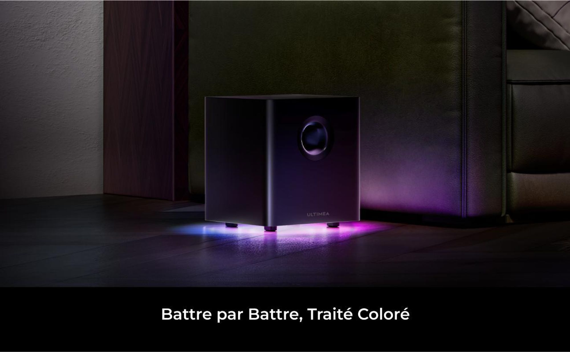 Barre de son amovible ULTIMEA 7.1ch avec lumière RGB, Virtual Surround Sound System avec subwoofer, 2 haut-parleurs surround, 410W