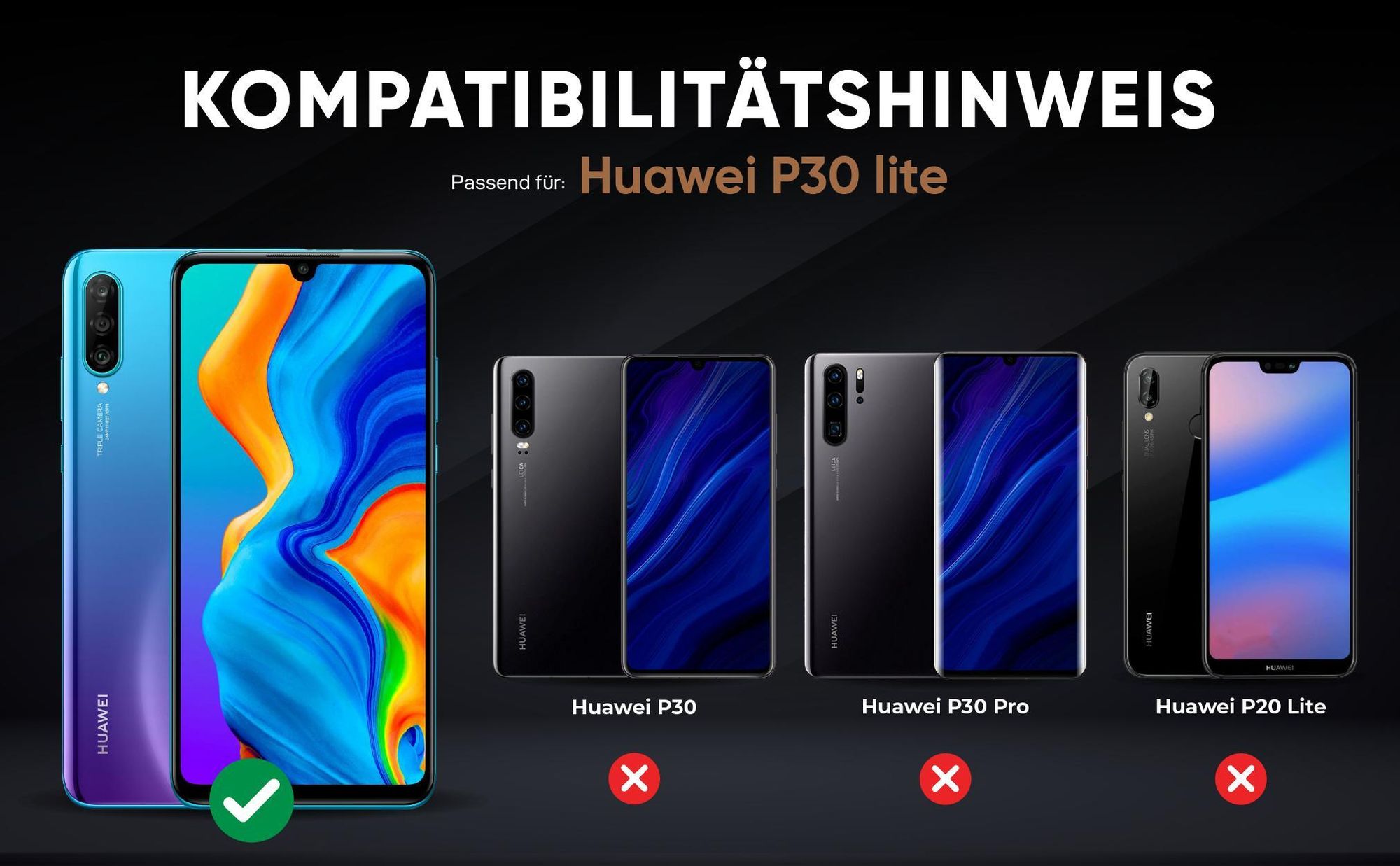 Kompatibilitätshinweise Hülle für Huawei P30 Lite