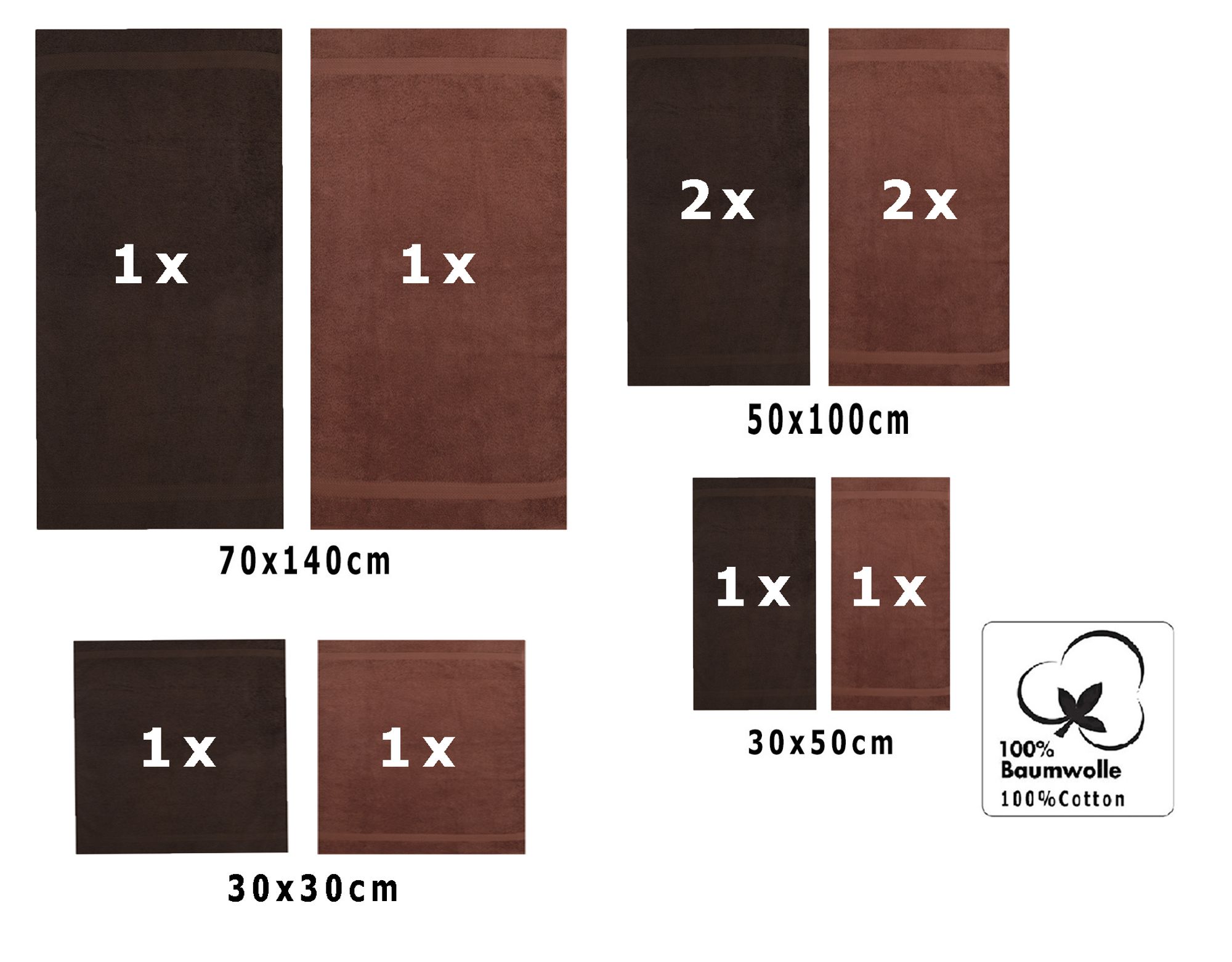 2 Duschtücher, 4 Handtücher, 2 Gästetücher, 2 Seiftücher