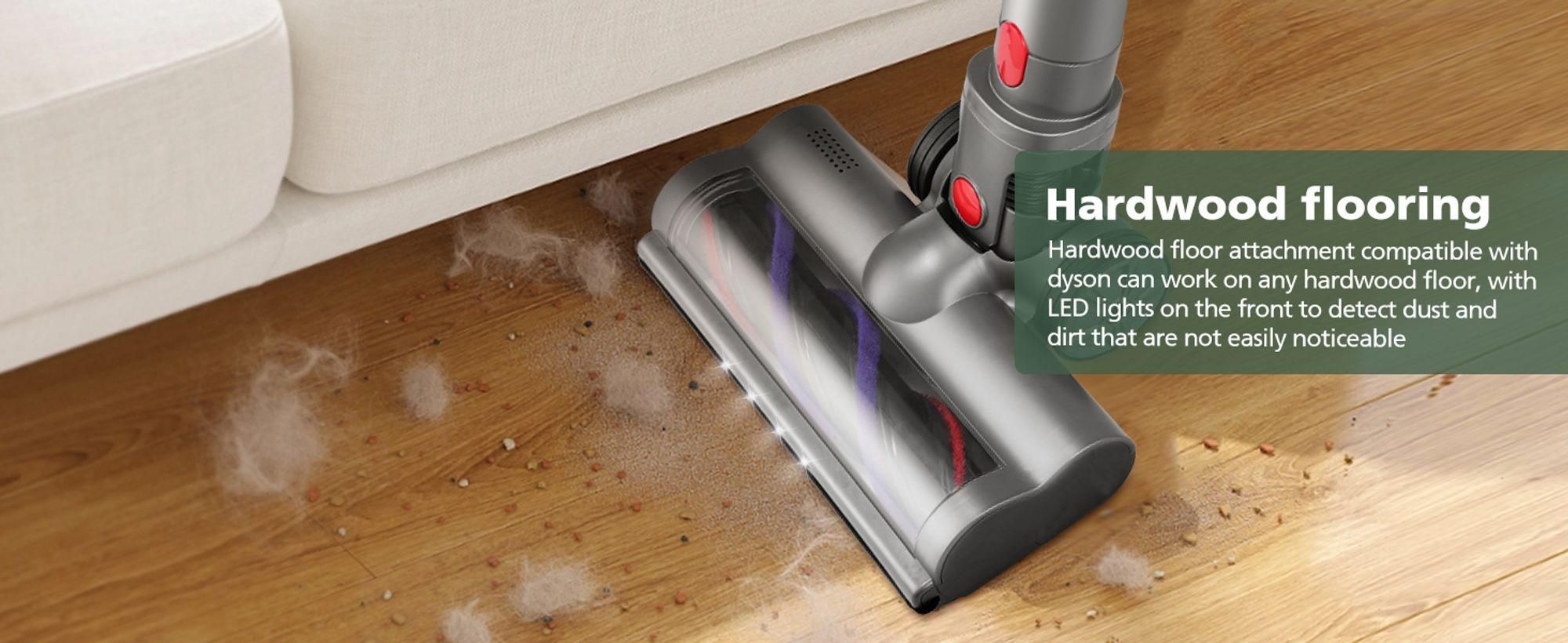 Elektrobürste mit 4 LED-Frontlichtern, kompatibel mit Dyson V7 V8 V10 V11 V15, Direktantrieb Saugkopf für Hartböden & Kurzflor-Teppiche, Ersatz-Teil