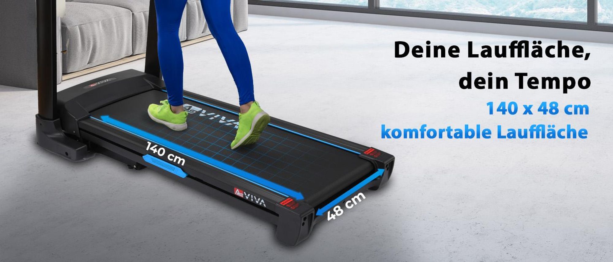 Laufband klappbar AsVIVA T16 Heimtrainer mit Bluetooth bis 18 km/h 18% Steigung bis 150kg für Zuhause