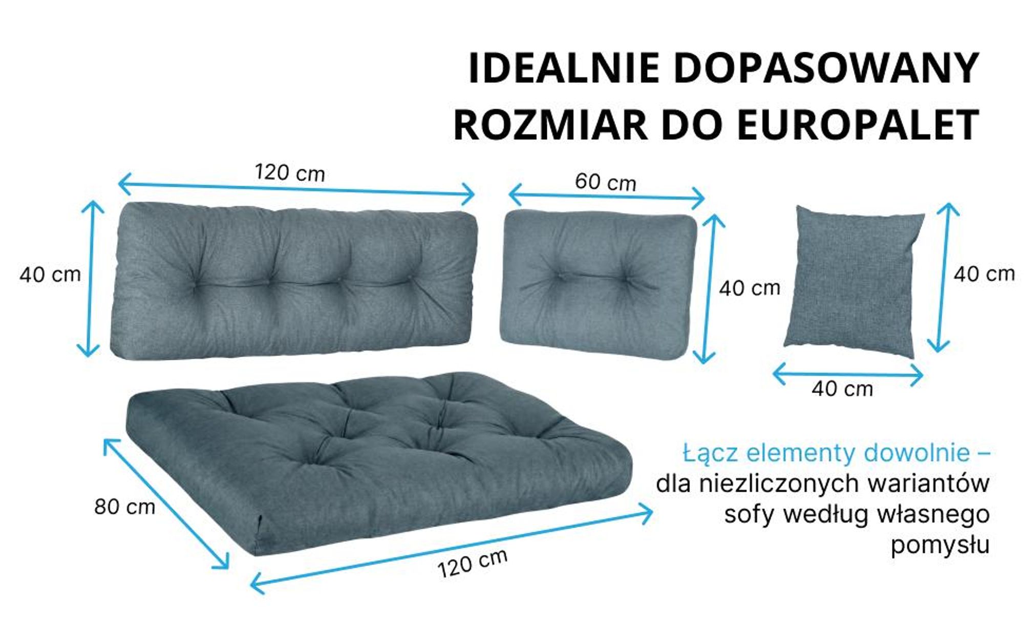 poduszki paletowe ogrodowe pikowane sofa taras balkon meble europalety